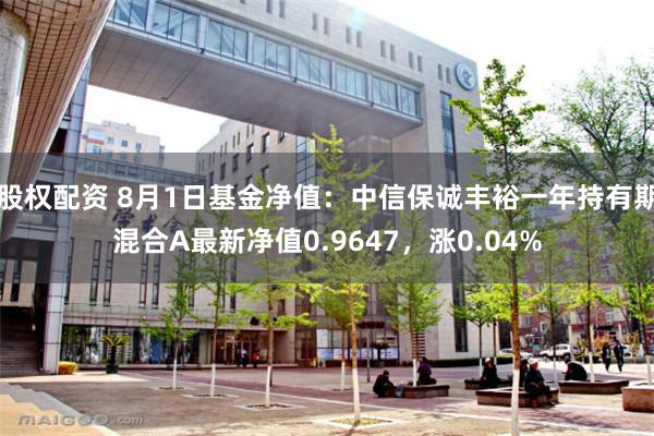 股权配资 8月1日基金净值：中信保诚丰裕一年持有期混合A最新净值0.9647，涨0.04%