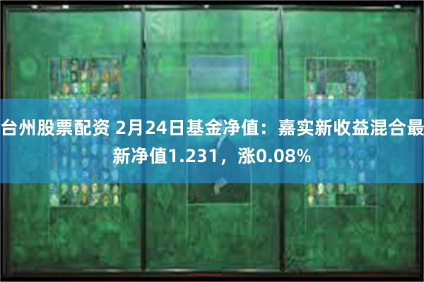 台州股票配资 2月24日基金净值：嘉实新收益混合最新净值1.